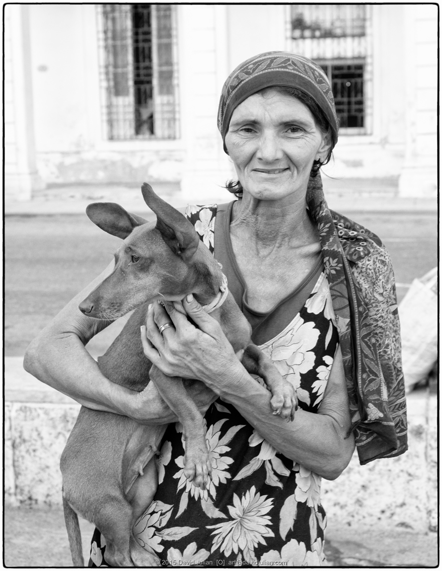 CUBA, Havana, Dona-with-pet